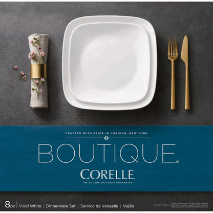 Corelle® Boutique Vivid White 8-piece Dinnerware Set, Service for 4