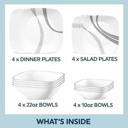 Corelle® Urban Arc 16-piece Dinnerware Set, Service for 4