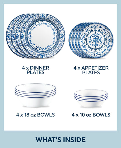 Corelle® Portofino 16-piece Dinnerware Set, Service for 4